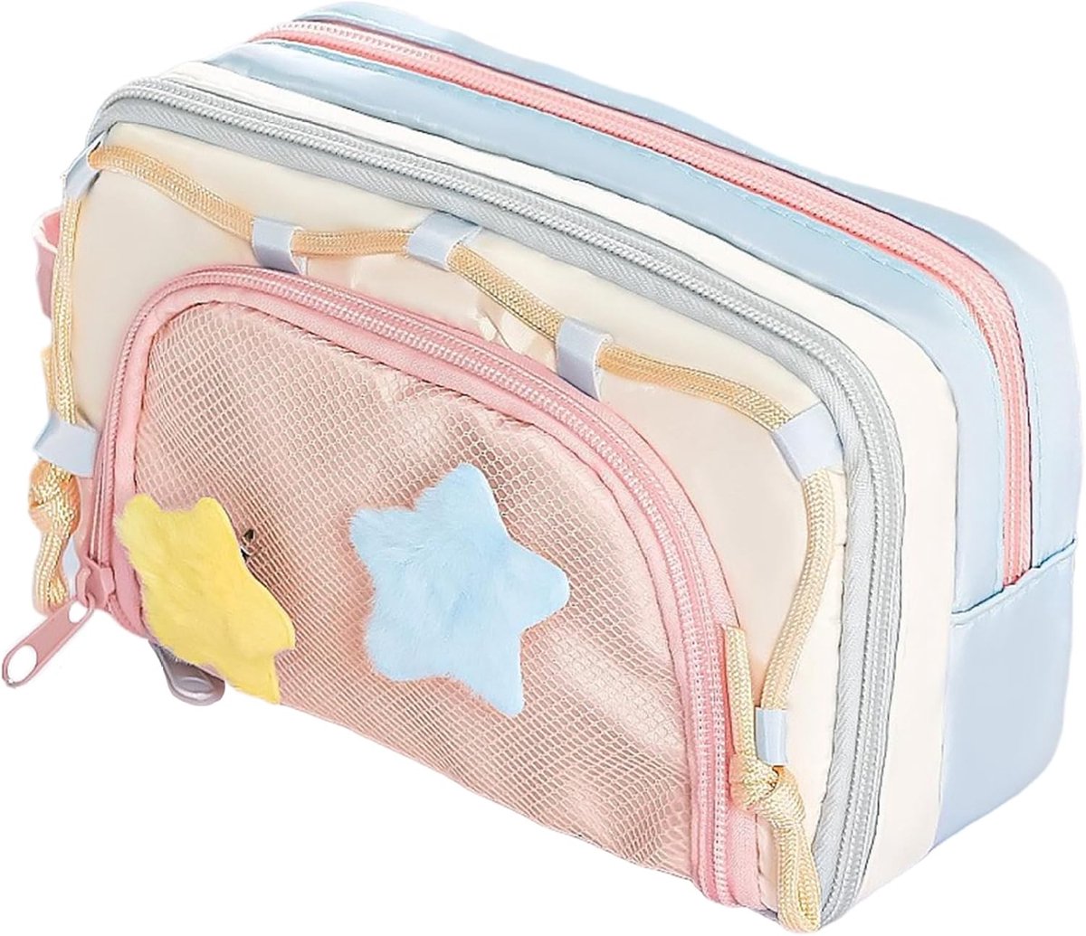 Kawaii Etui - Grote Pennenhouder - School Student - Zeven Lagen Ontwerp - 20x10x7 cm - Blauw