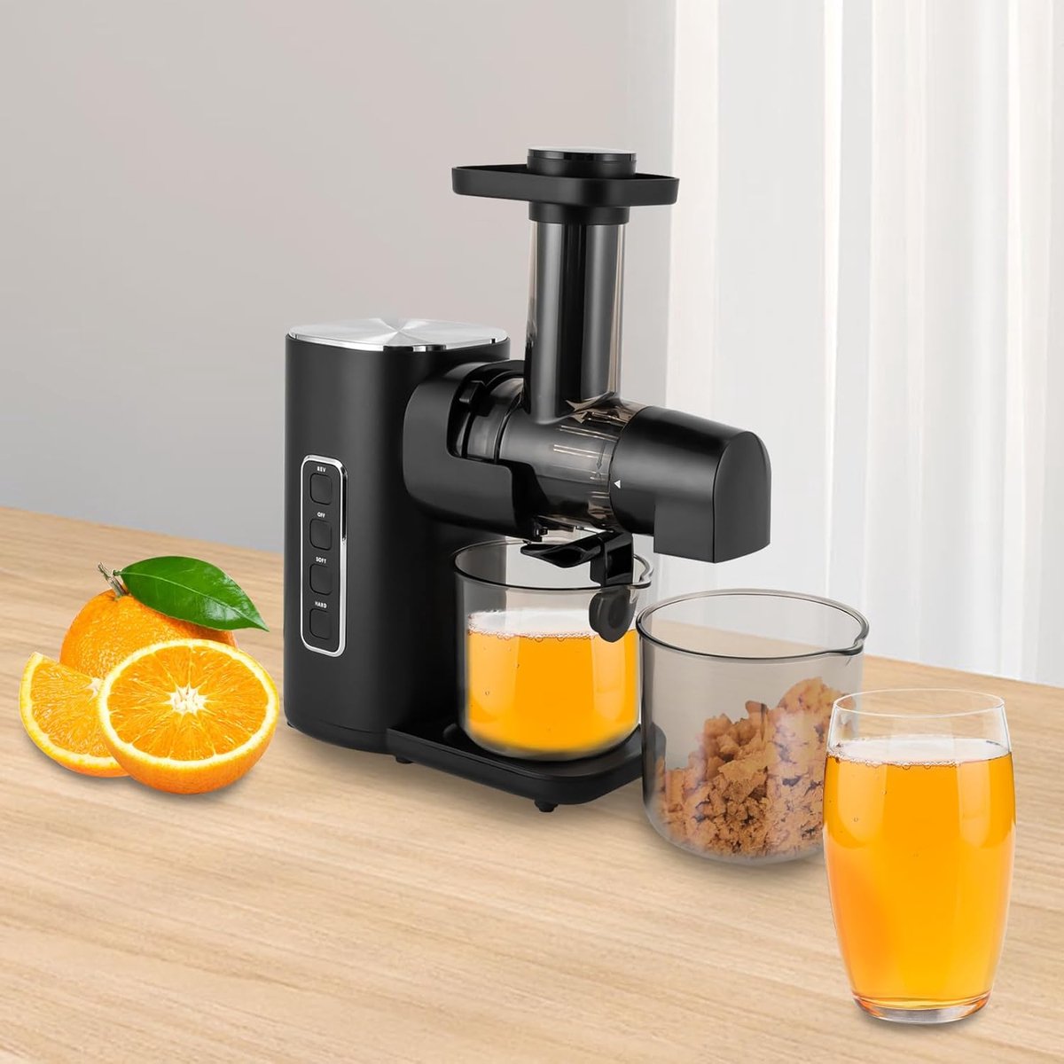 Sapcentrifuge Groenten Fruit - Slowjuicer - Gezond Sap Maken - Met Terugdraai Functie - 27x22x11 cm - Zwart