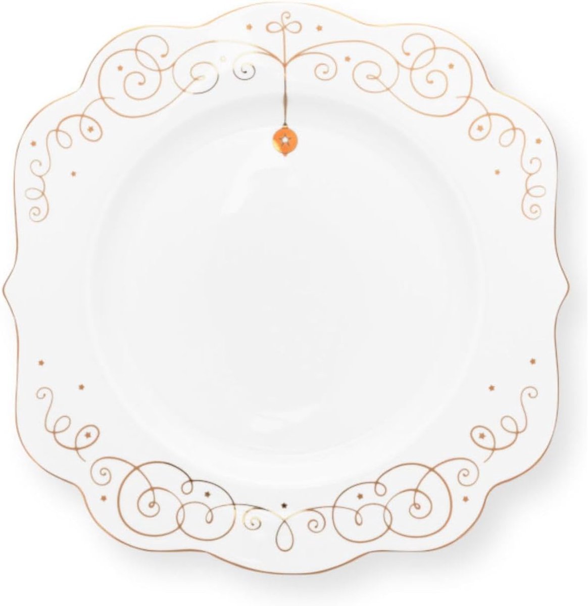 Kerst Bord - Diner Bord - Feestelijk Diner - Delicaat Winterdesign - 28 cm - Wit