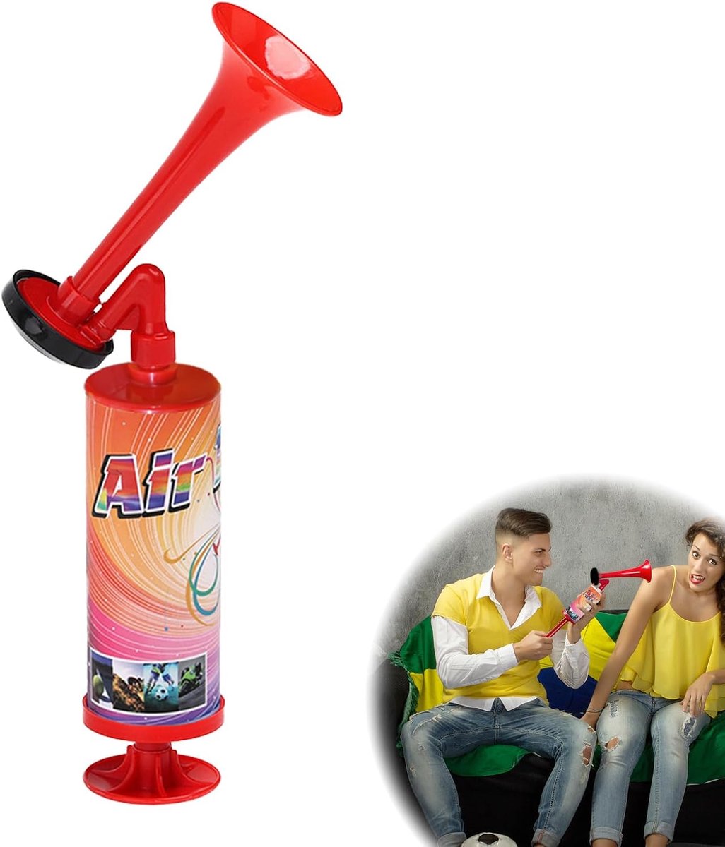 Luchthoorn - Fanfare pomp - Sportevenementen - Draagbaar en luid - 17 x 5 x 5 cm - Rood