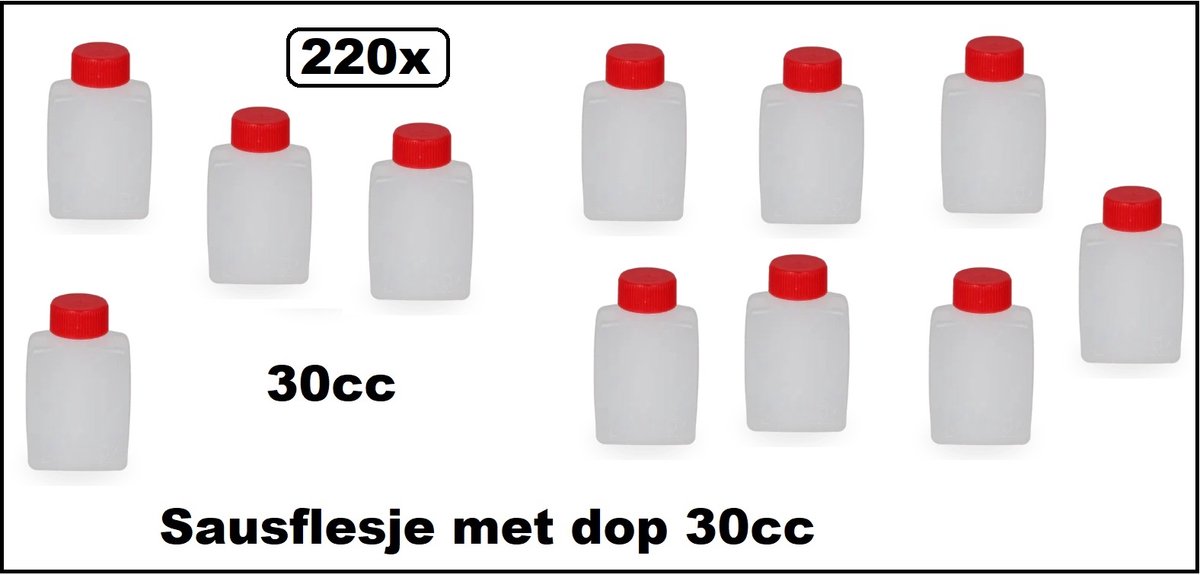 220x Sausflesje met dop 30cc - Ketchup mayonaise mosterd BBQ Saus flesje