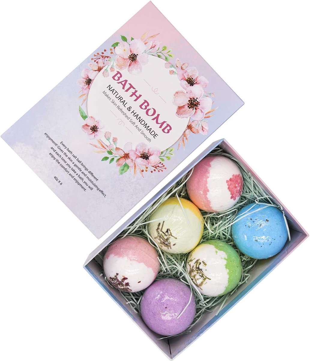 Badzout Set - Bruisballen Luxe - Ontspannend Bad - Handgemaakt Natuurlijk - 6 x 100g