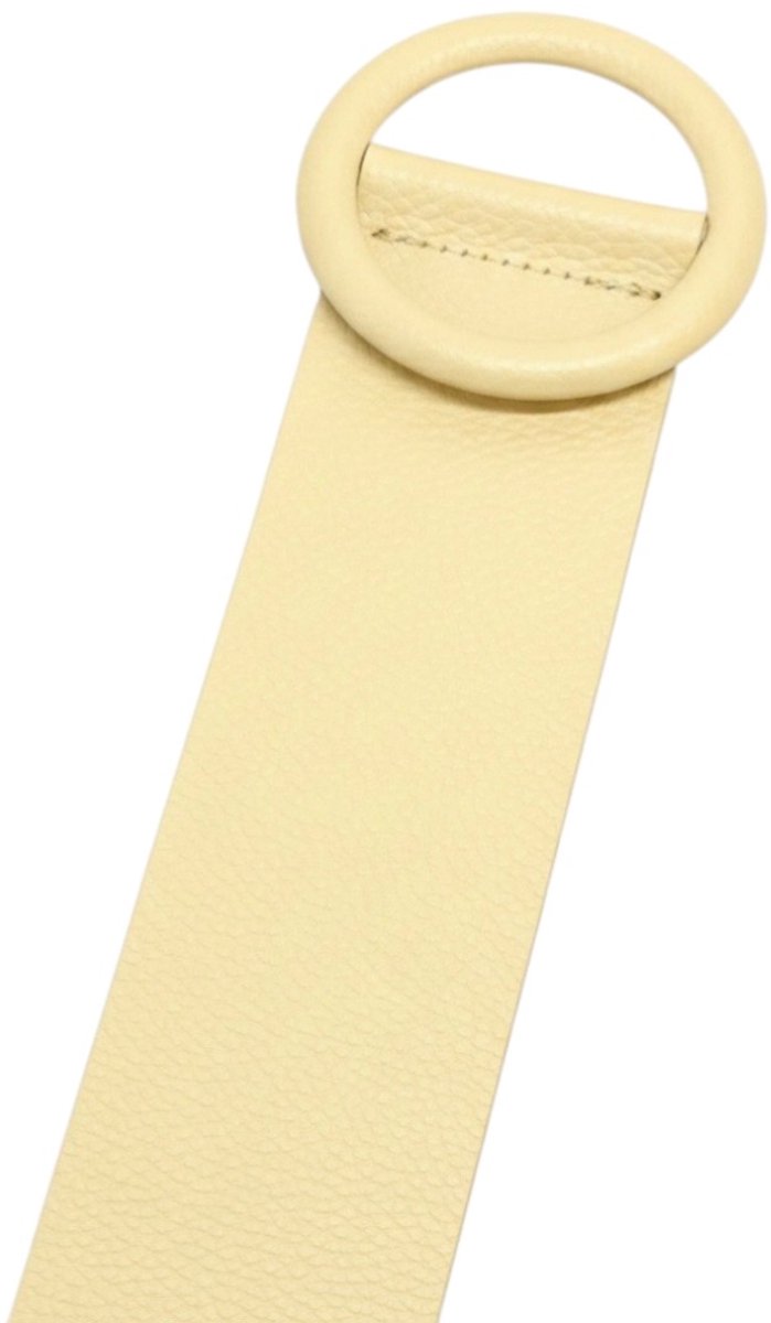 Zachtgele Leren Riem Ronde Gesp - Taille Riem - Leer Leder - Brede Dames Riemen Ceinturen - Zachtgeel - Lichtgeel - Botergeel