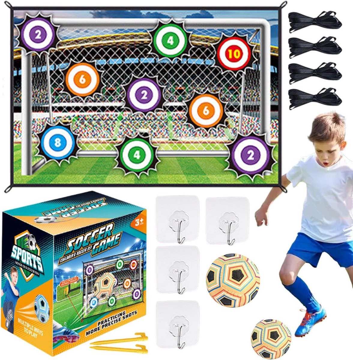 Voetbaltapijt Kinderen - Speelkleed Voetbal - Motorische Training - Zacht Textieloppervlak - 166x166cm