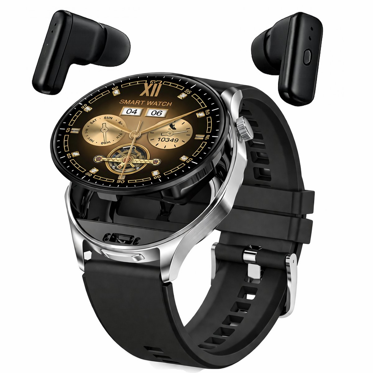 Hibousee Smartwatch voor Dames en Heren (2-in-1) – Bluetooth Bellen, AMOLED scherm, Fitness- en Gezondheidstracker – iOS & Android