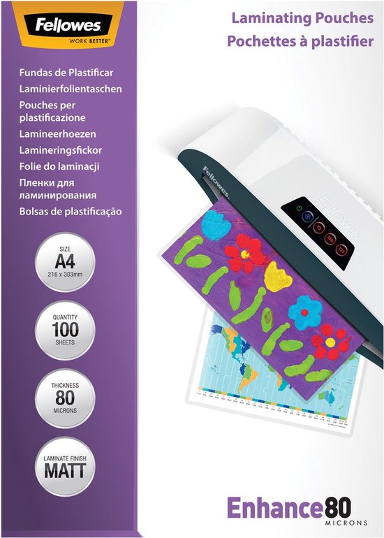Fellowes Lamineerhoezen Enhance Mat 80 mic A4 (100 Stuks)