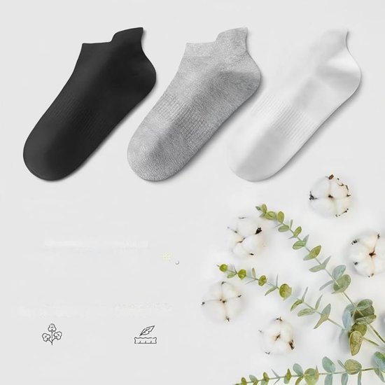 Verpakking van 10 paar - Unisex laag uitgesneden katoenen sokken - Ademende, antislip sportsokken - Mesh bootsokken - Hardloop- & sportsokken (enkelhoogte) - Lichtgewicht katoenen sokken - Maat M - Lichtgrijs - maat 36—41 van Merkloos — afbeelding 3