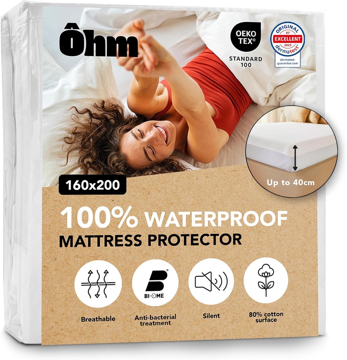 Matrasbeschermer - Molton Hoeslaken - Bed Drogen - Waterdicht Absorberend - 160x200 cm - W