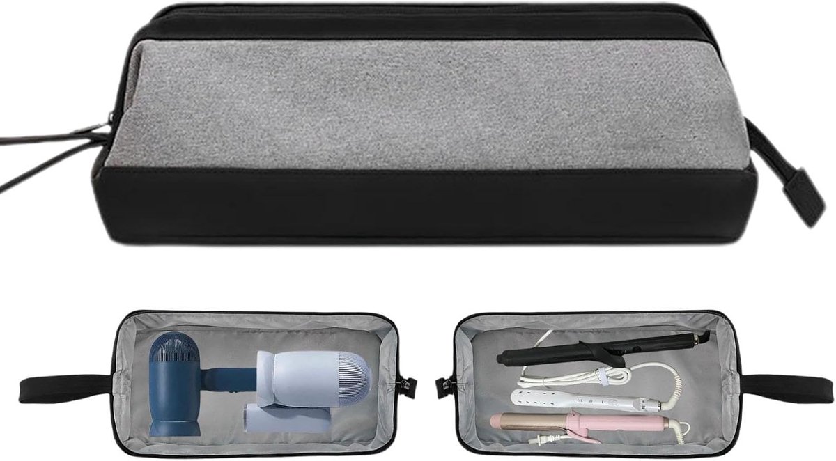 Haardroger Tas - Krultang Opberger - Veilig Opbergen - Hittebestendig Waterdicht - 38 x 10 x 14 cm - Grijs