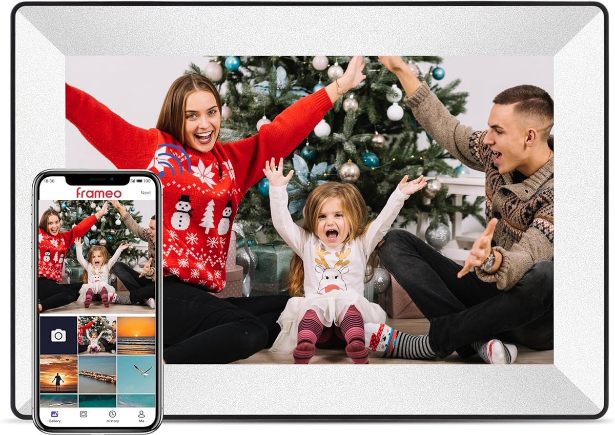 Digitale Fotolijst - Slimme Cloud - Momenten Delen - HD IPS Touchscreen - 101 Inch - Wit