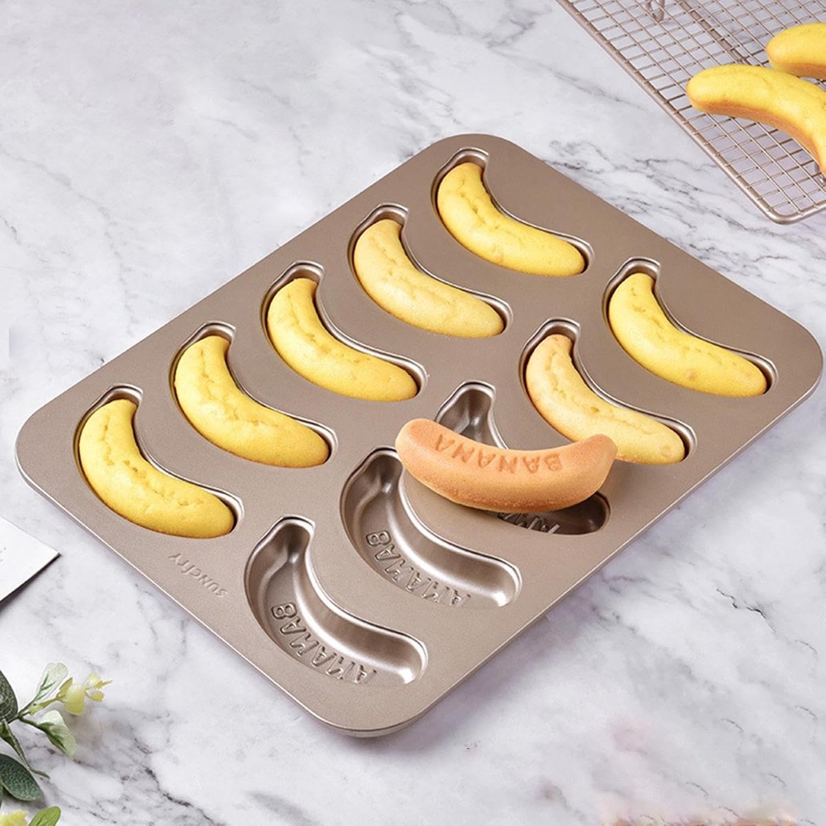 Bakvorm Banaan - Cakevorm Muffin - Zelf Bakken - 10 Holtes Non-stick - 30 x 25 cm