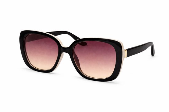 Dames zwarte zonnebril oversized / bril UV400 / bruine gradient glazen / inc. brillendoekje en zachte etui / lunettes de soleil / bril cat 2 van gerecycled polyester / NDL 9483 Aland optiek van Merkloos — afbeelding 2