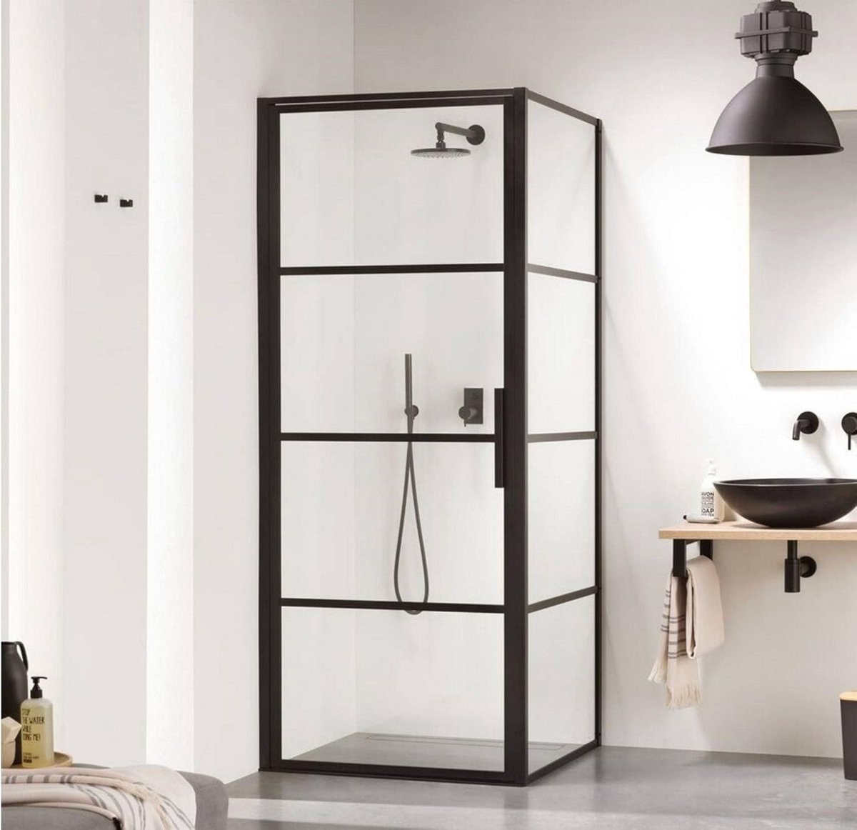 Badkamer Wandpaneel - Douchewand Paneel - Moderne Afwerking - Gehard Glas - 50x210 cm - Zw