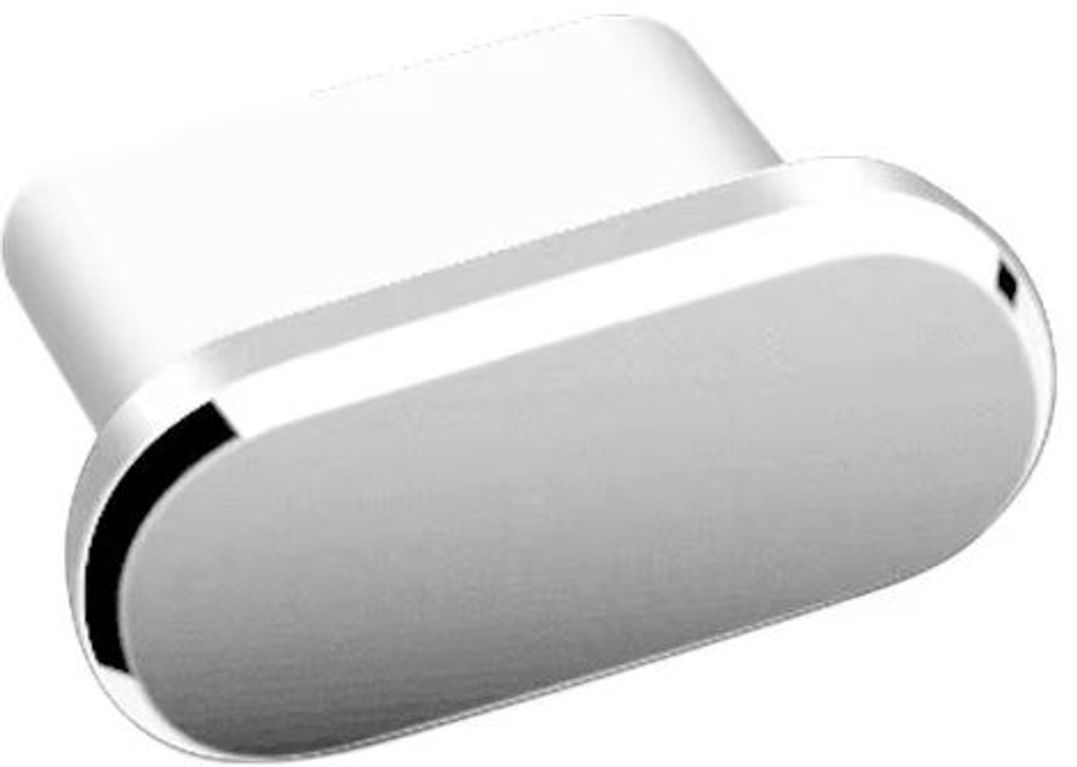 Stofplug - Dust plug - Anti stof plug - USB C - Geen stof in oplaadpoort - Beschermplug smartphone - Aluminium - Zilver - Jonyx