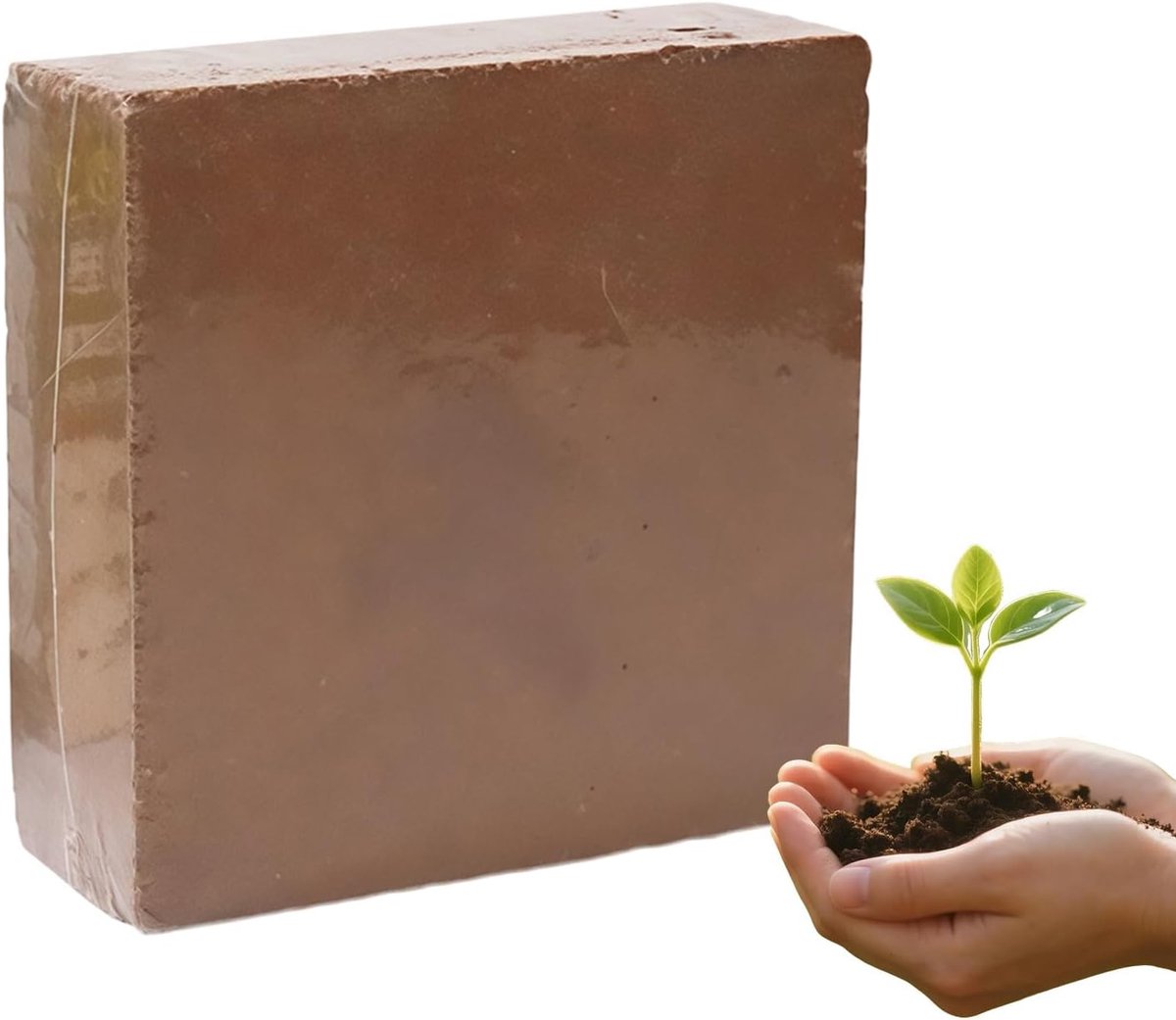 Biologische Potgrond - Samengeperst Blok - Planten Verzorgen - Uit te Breiden Met Water - 300 Gram