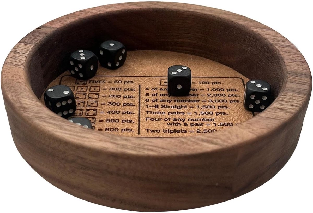Houten Dobbelsteenbak - Rolbak voor Spellen - Familiespelavonden - Massief Houten Ontwerp - 7 Inch Rond