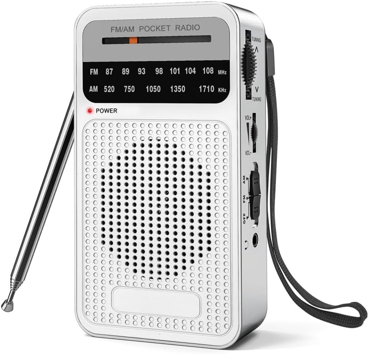 Zakradio AM FM - Draagbare Transistorradio - Binnen Buiten - Handige Indicatoren - 15 x 9 x 4 cm - Zilver