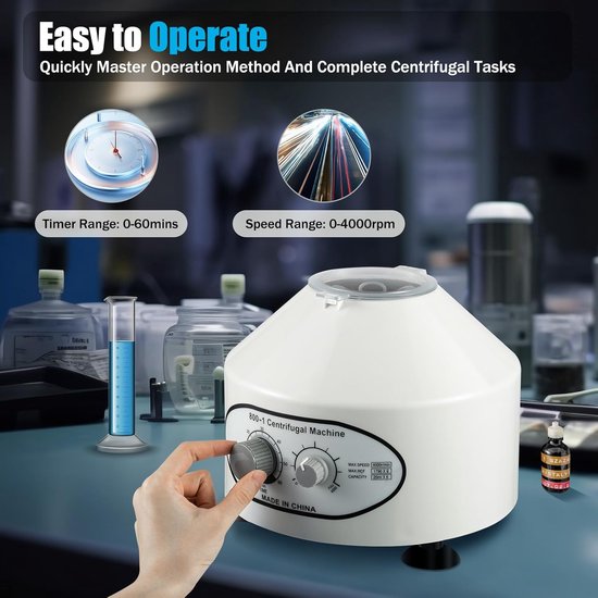 Laboratorium Centrifuge - Desktop Centrifuge - Wetenschappelijk Onderzoek - 4000 RPM Snelheid - 23x23x21 cm — afbeelding 2