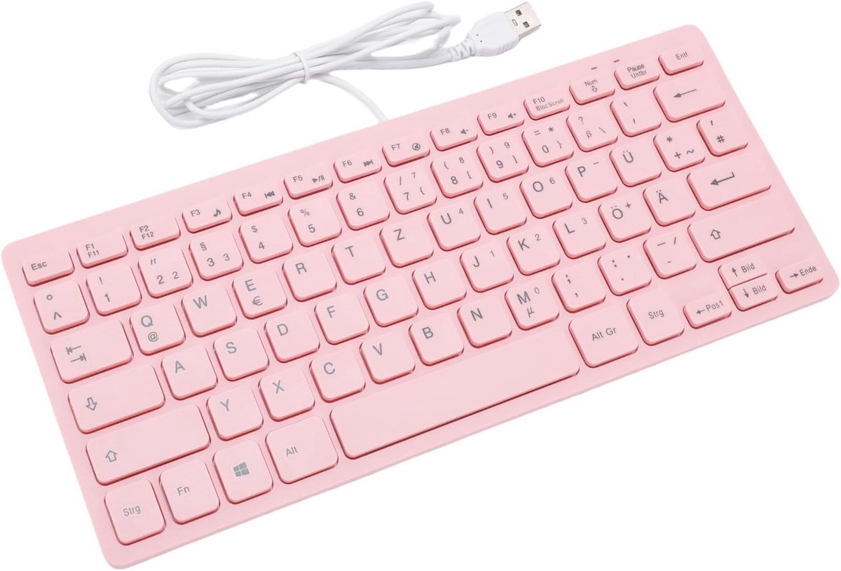 Stil USB Toetsenbord - Compact Toetsenbord - Gaming Werk - Antislip Voetjes - 78 Toetsen - Roze