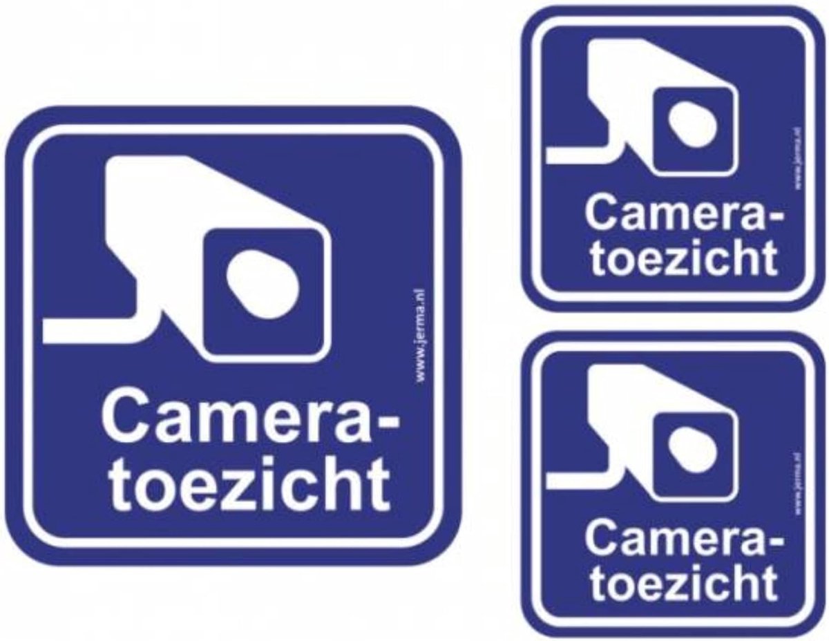 Bewakingsstickers Camera - Waarschuwingsstickers - Beveiliging - UV-bescherming - 15cm en 10cm