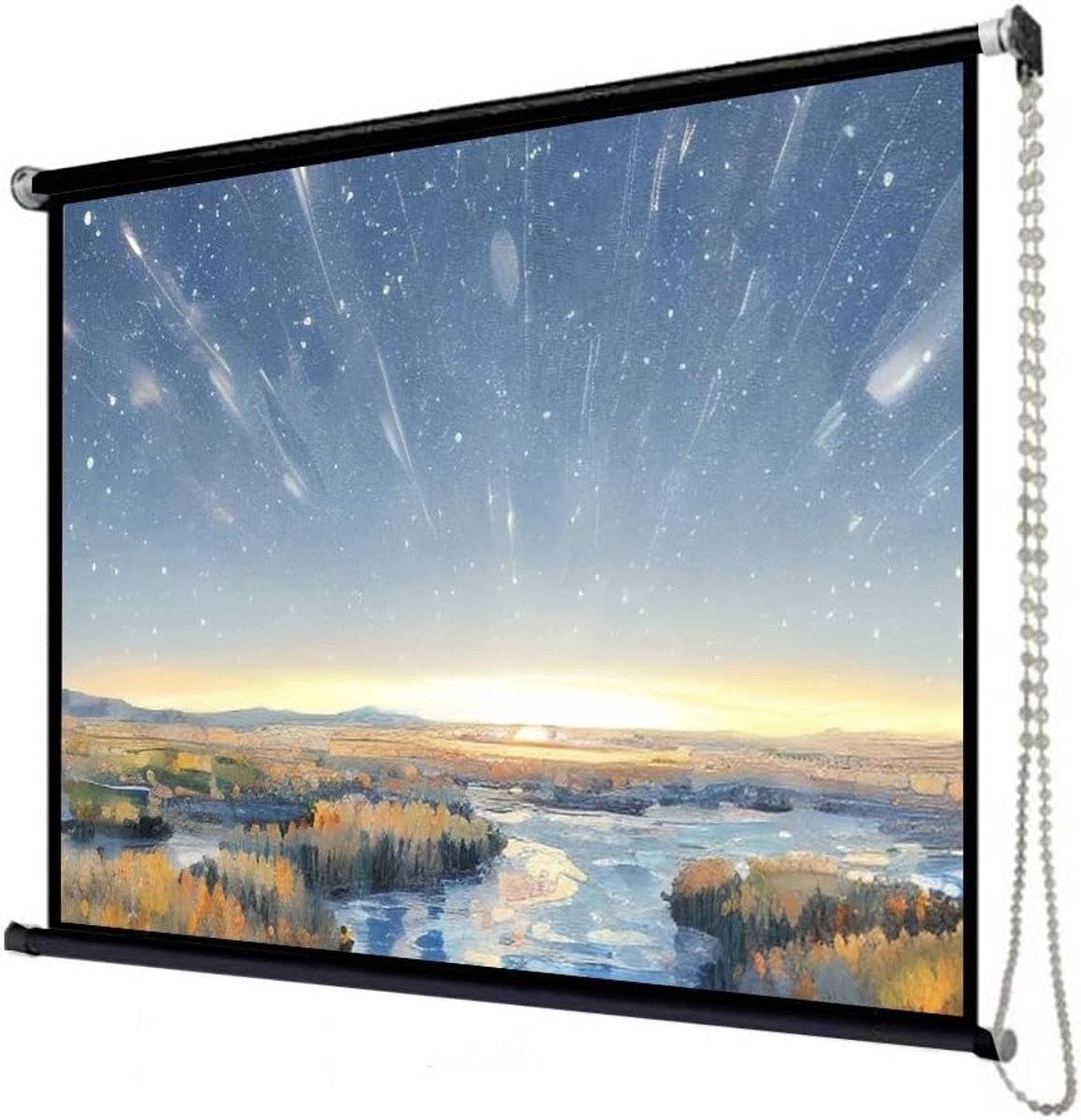 Projectiescherm - Filmscherm Gordijn - Thuisbioscoop Buiten - Handmatig Uitschuifbaar - 30 Inch 4:3 - Zwarte Stang