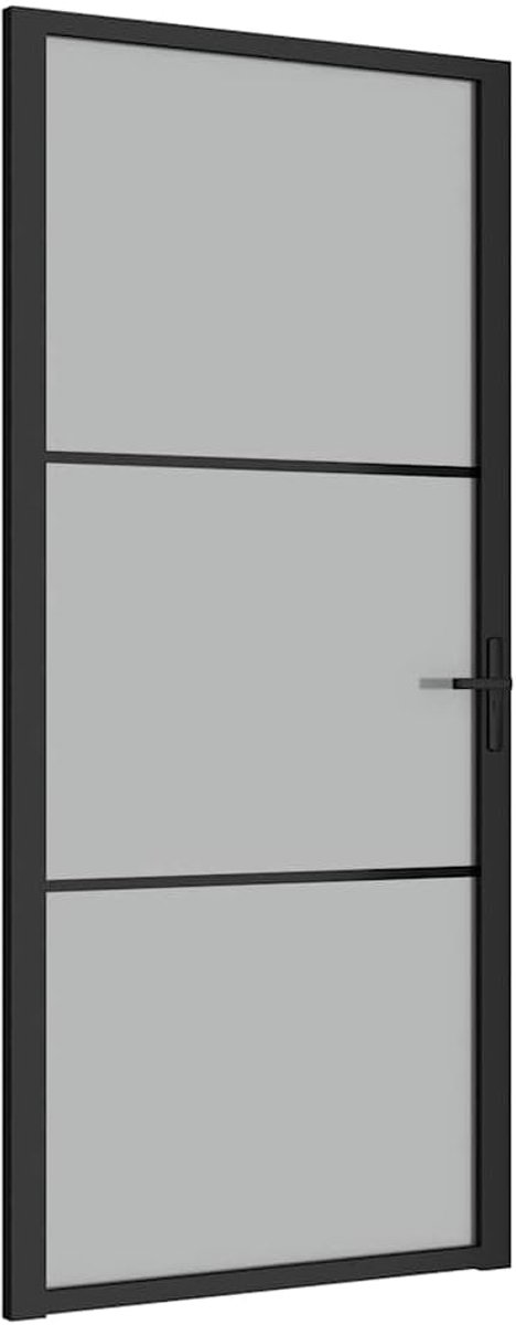 Binnendeur Glas - Moderne Deur - Ruimtes Scheiden - Matglas Afwerking - 93x2015 cm - Zwart Frame