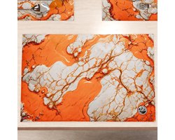 Tafelkleden met Marmereffect - Elegante Placemats - Tafeldecoratie Diner - 100% Italiaans Vakmanschap - 30 x 45 cm - Oranje