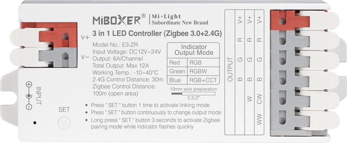 MiBoxer E3-ZR ledcontroller - 3-in-1 - Zigbee 3.0 en 2,4 GHz RF