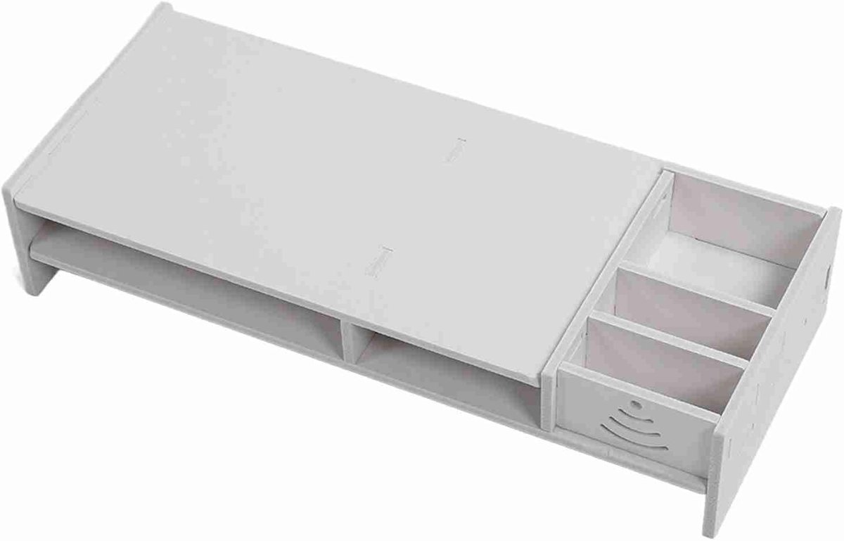 Bureaustandaard Monitor - Verhoger Bureau - Werkplek Organisatie - Stabiel Composiet Materiaal - 48 x 20 x 10 cm - Wit