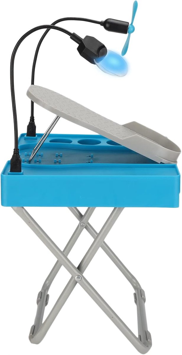 Pedicure Voetstandaard - Voetenbankje Stabiliteit - Nagelsalon Thuis - Verstelbaar Met Ventilator - Hoogte 28cm - Zwart