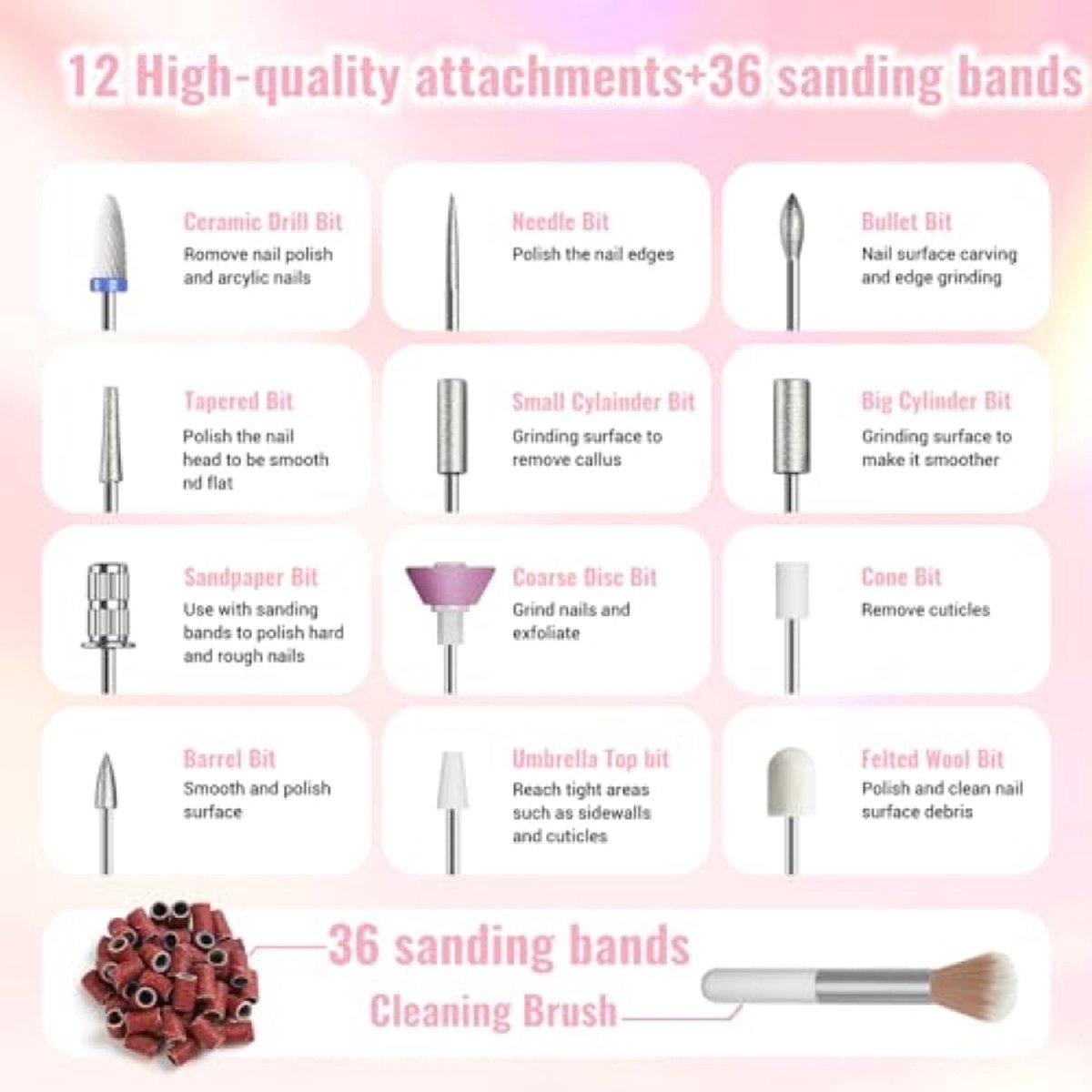 Elektrische Nagelvijl Set - Draadloze Manicure Pen met 5 Snelheden en LED Display
