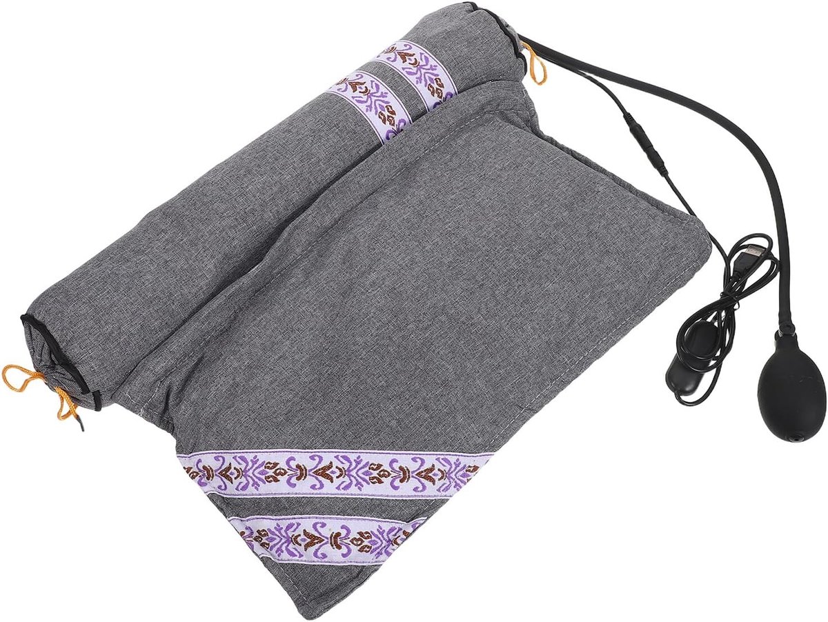 Nekkussen Traagschuim - Verwarmingskussen Bijvoetkussen - Ontspannende Nekondersteuning - USB Verwarming Instelbaar - 44 x 39 x 8 cm - Grijs