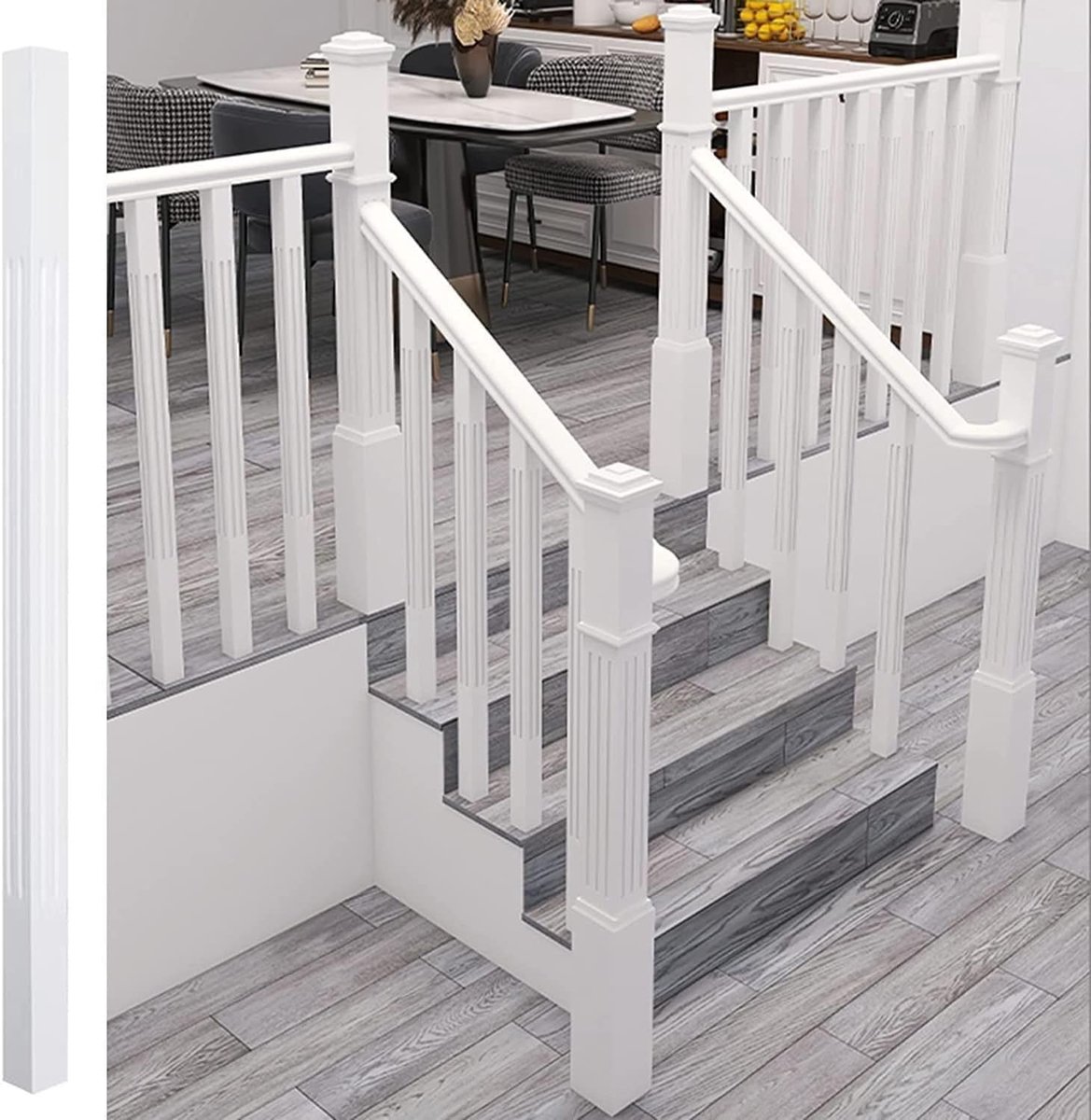 Trapleuning Kolom - Trap Baluster - Trap Renovatie - Compleet Montageset - 95 cm Hoog - Hout