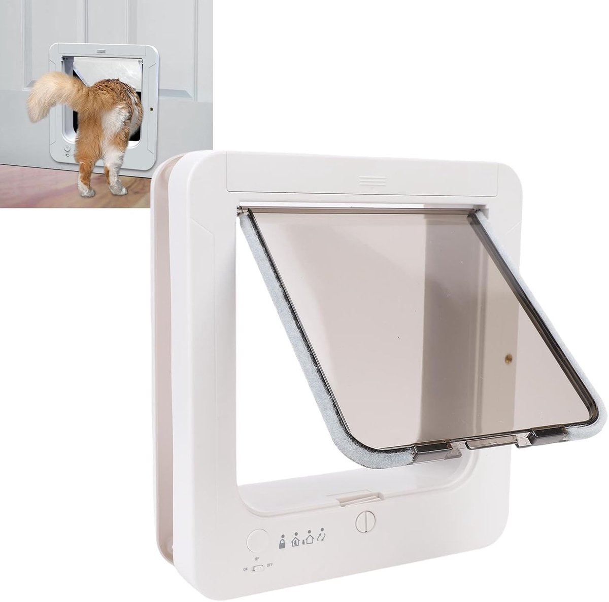 Allecto- Slimme kattenluik - microchip - automatisch detecterende - binnen en buiten - hondenluik - halsbandsensoren - vergrendeling - muren - huis thumbnail 4