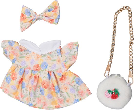 Poppenkleding Set - Pluche Poppen Outfit - Poppen Aankleden - Compleet met Tas - Voor 20 Cm Poppen - Wit Rood — afbeelding 5