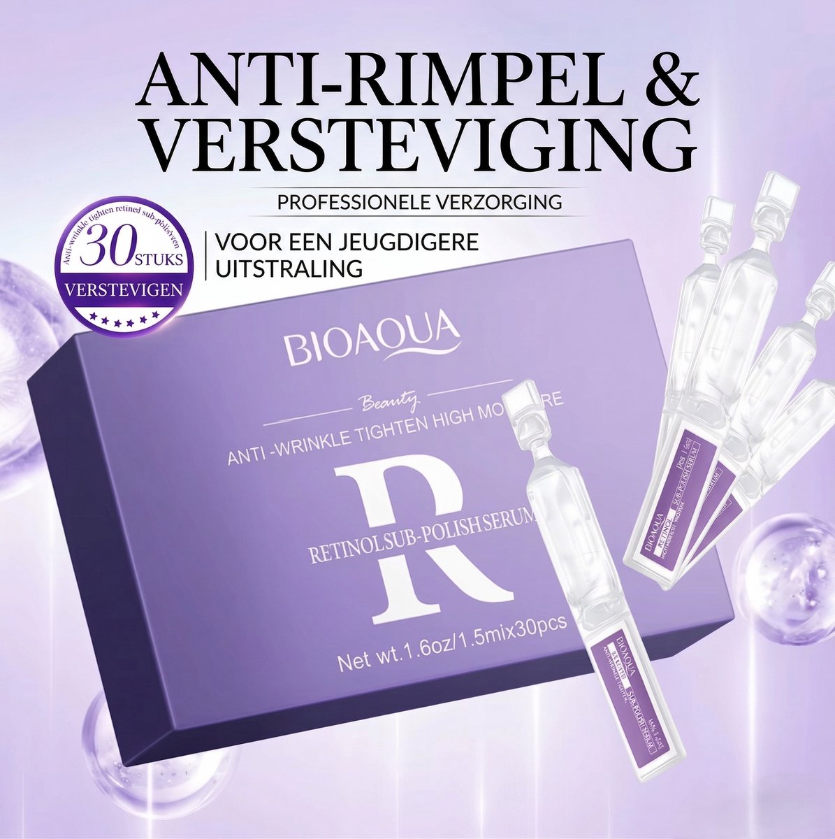 Retinol Kuur Sub-Polish Serum - Anti-Rimpel en Versteviging - 30 Ampullen - Skincare Set Voor Een Jeugdigere Uitstraling