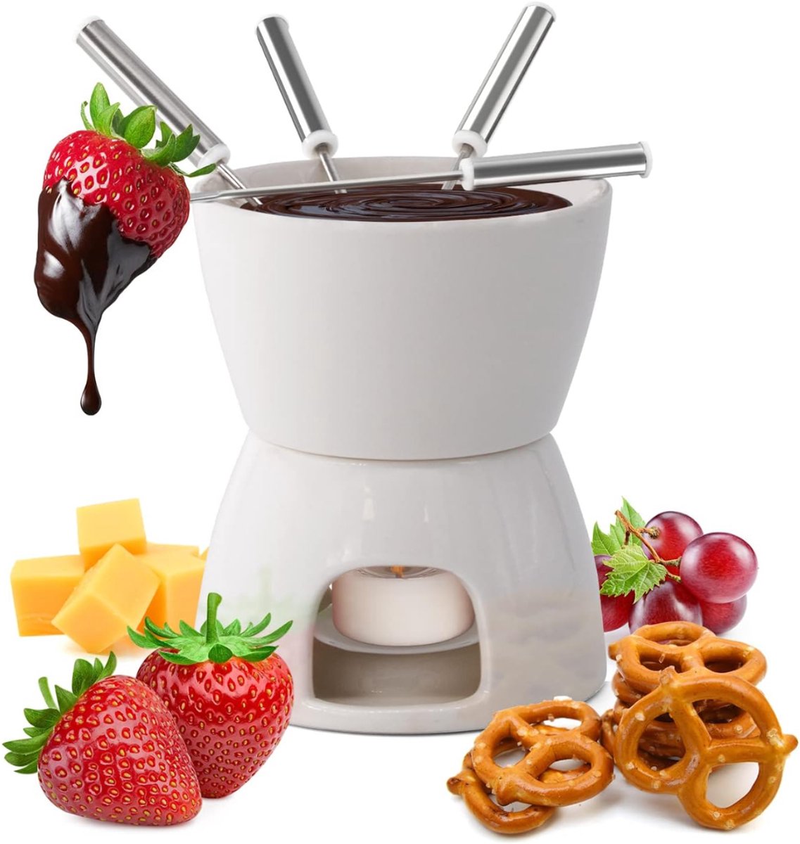 RWB® Kaasfondue Set - Fondue Set - Kaasfondue - Wit - 11 x 8 x 7 cm