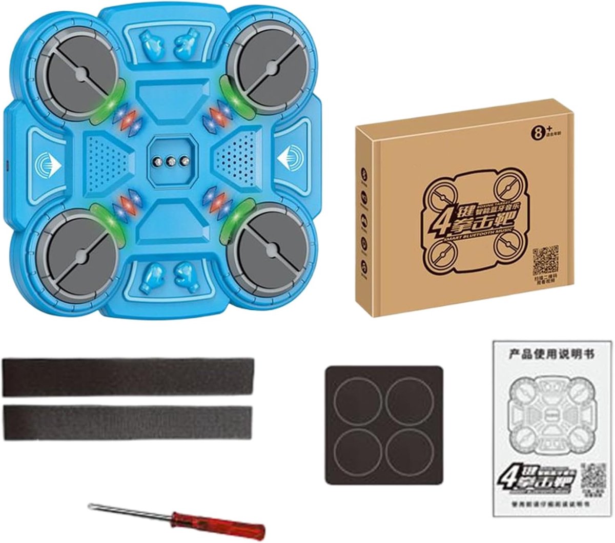 Muzikale Boksmachine - Interactieve Trainer - Fitness Thuis - Muurmontage Ontwerp - 30x26cm - Blauw