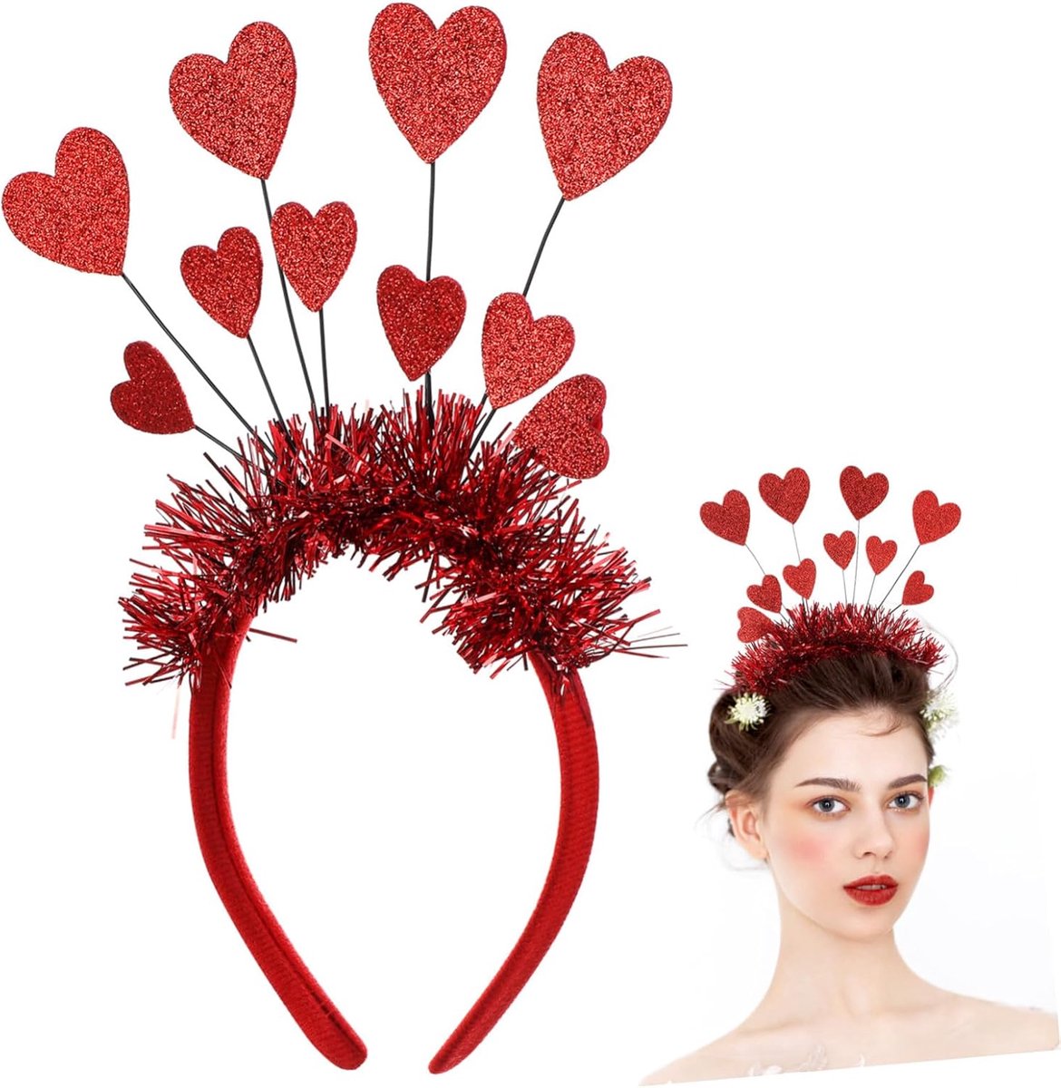Haarband Hart - Accessoire Dames - Feest Bruiloft - Elegante Vorm - 25.5 x 15.7 cm - Rood