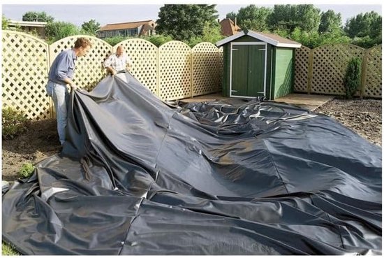 Vijverfolie HDPE 20S Zwart – 8x10m, 0,2mm Dik, Voor Visvijvers, Fonteinen En Watertuinen