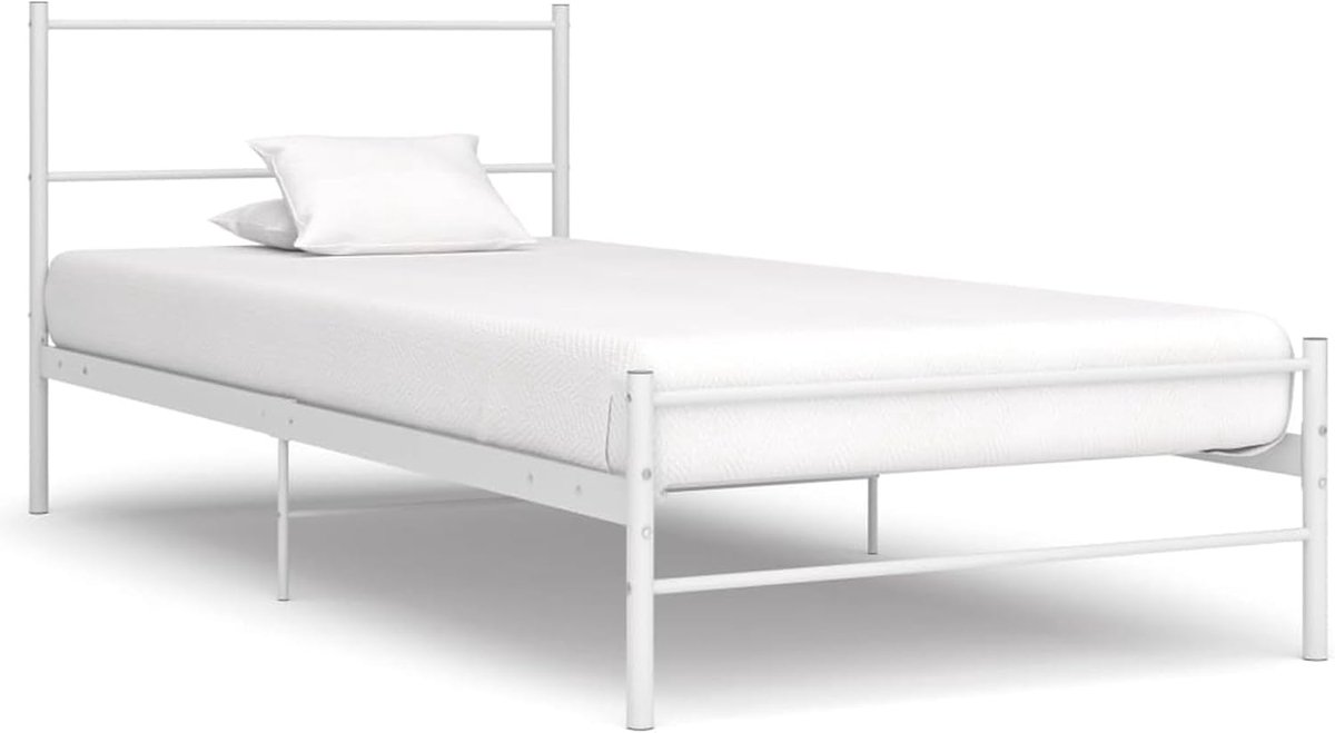 Eenpersoonsbed | Tienerbed | Volwassenenbed Bedframe metaal wit 90x200 cm