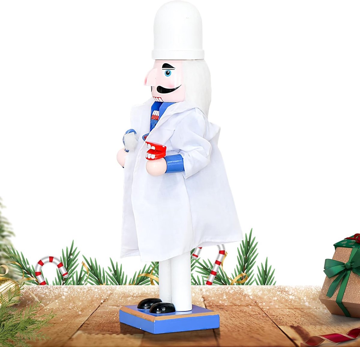 Kerst Notenkraker - Houten Figuur - Seizoensdecoratie - Traditioneel Ontwerp - 38 cm Hoog