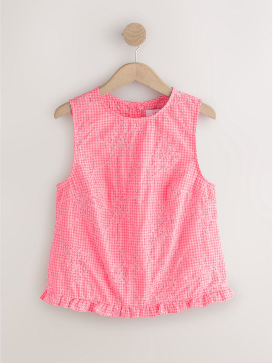 Next - Dames - Gingham-top met borduursel - Roze