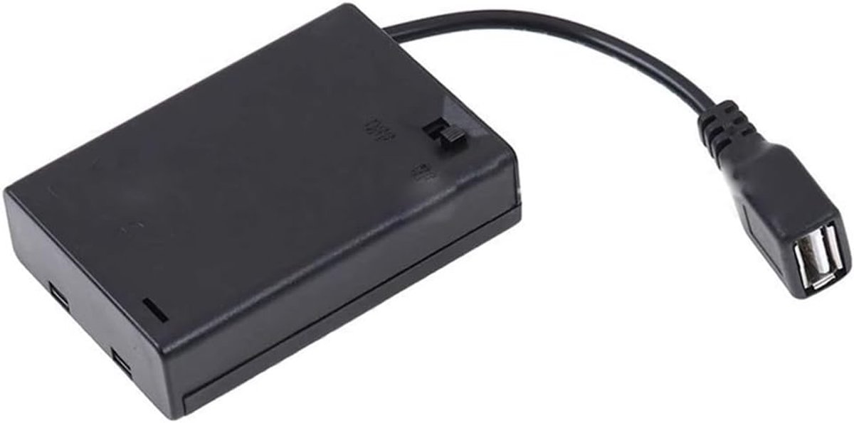 Batterijhouder USB - Batterijbox met schakelaar - Voeding voor apparaten - Directe USB-stroom - 9 x 6 x 2 cm