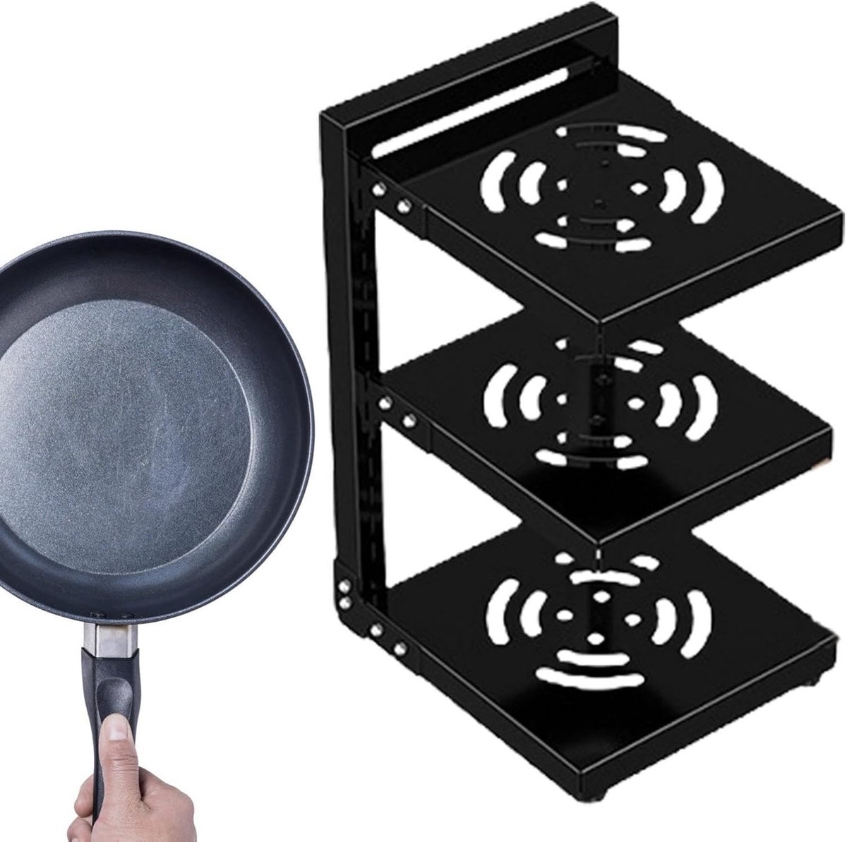 Potten Organizer - Keuken Opberger - Kast Indeling - Verstelbare 2-laags - 28x23x33 cm - Zwart