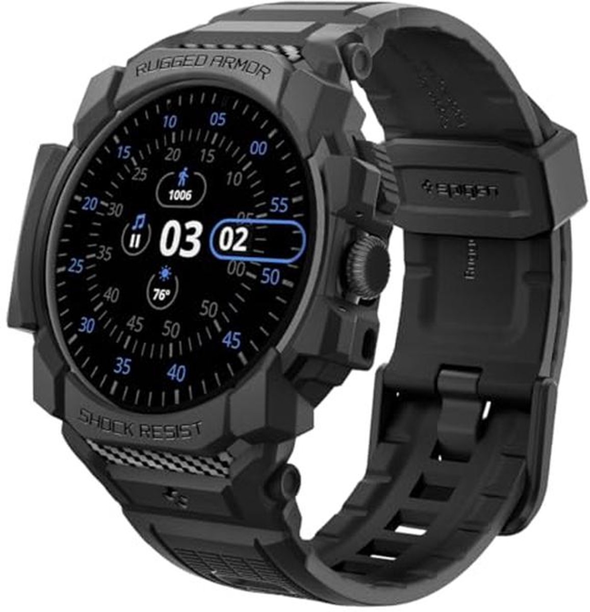 Rugged Armor Pro Hülle met Armband voor Google Pixel Watch 3 45mm - Matt Zwart