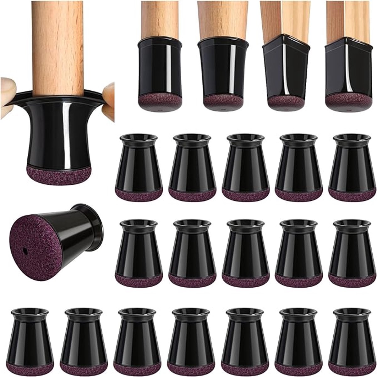 Famanu – Verpakking met 24 gebreide stoelsokken - vilten stoelpootbeschermers - tafel - vloerbescherming - krassen en lawaai
