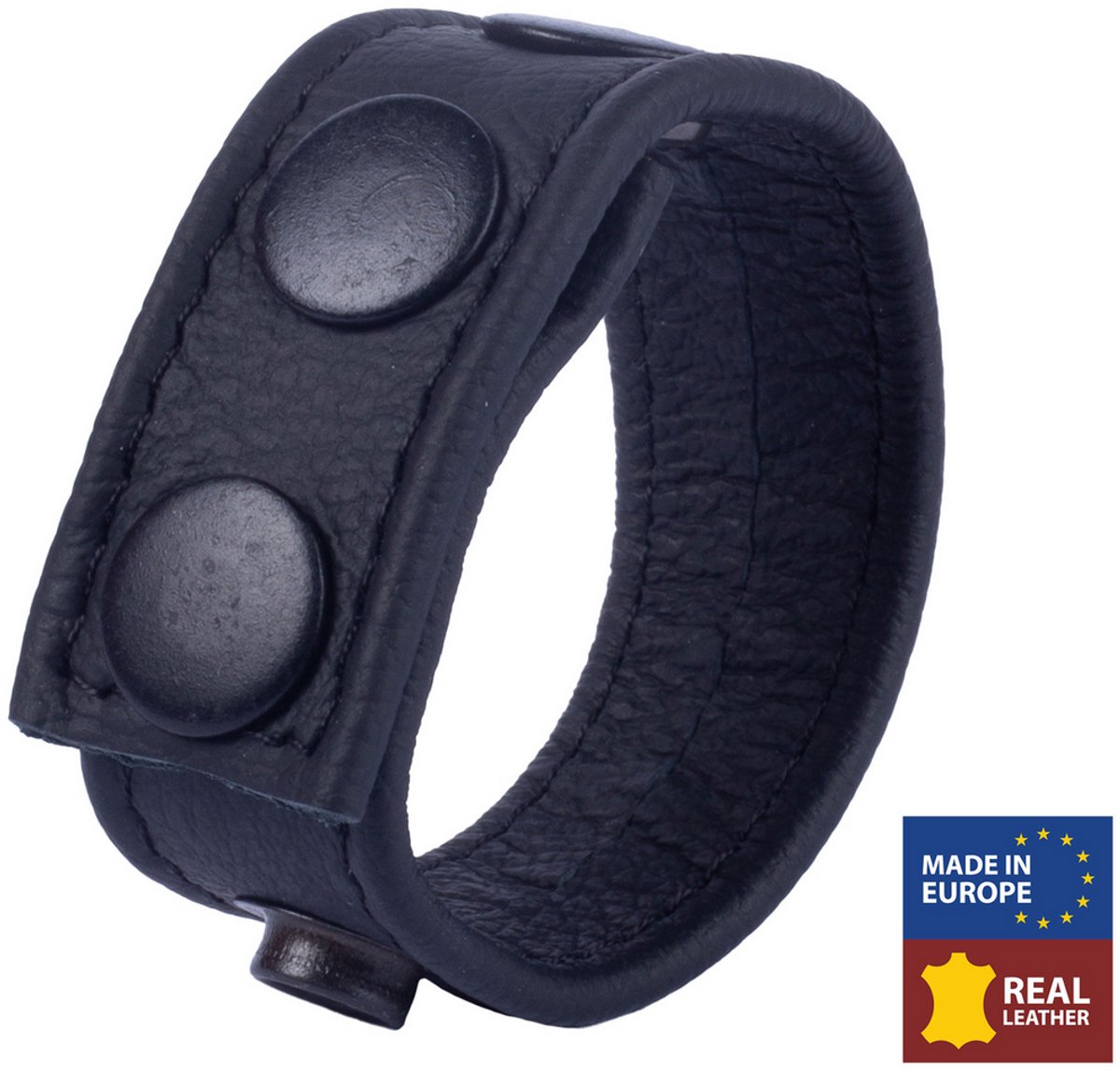 Red Leather - Cocky - Verstelbare Leren Cockring - Zwart