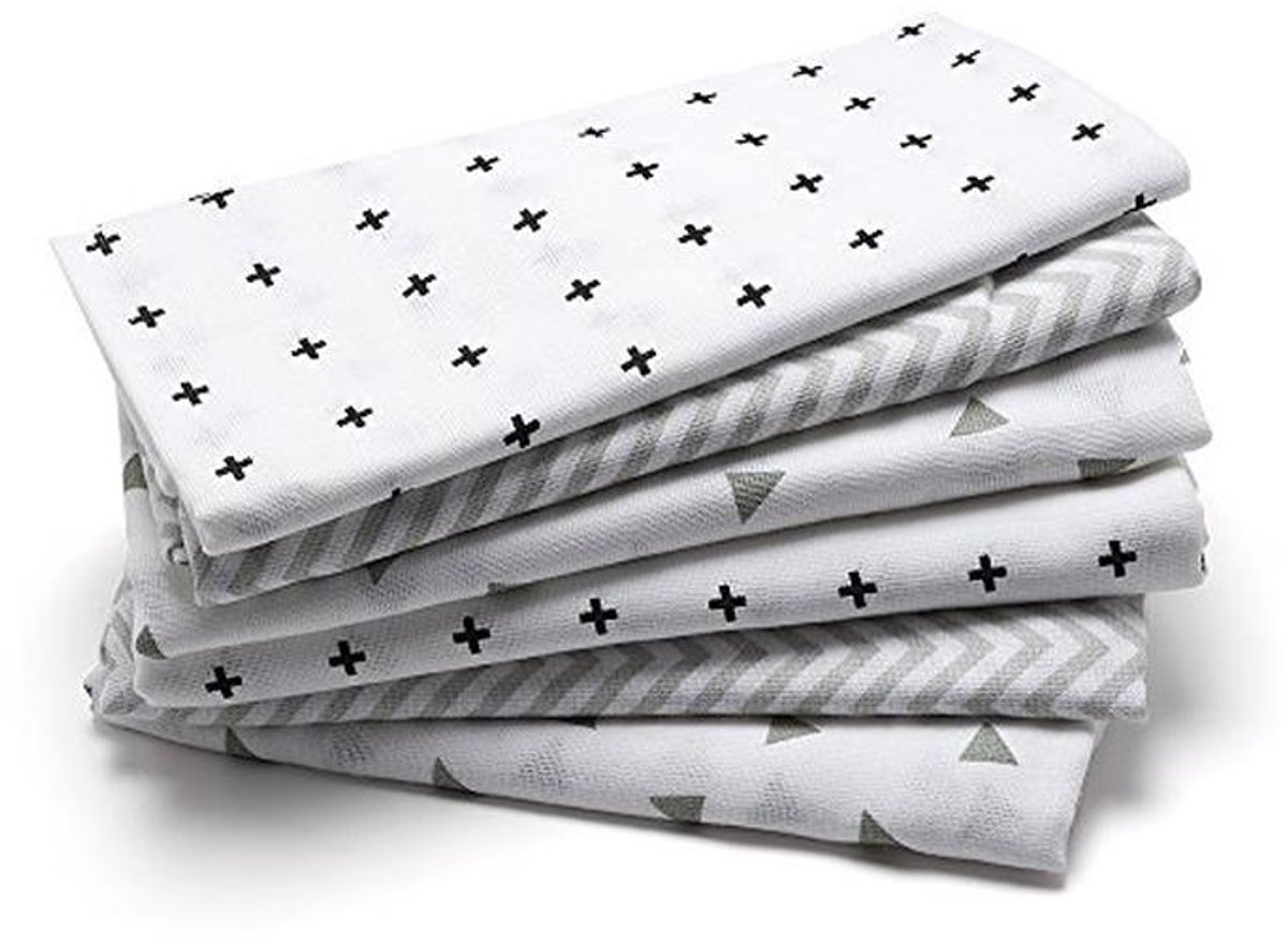 Vierkante katoenen chiffon vierkanten, set van 6, 70 x 70 cm, dubbel geweven, premium kwaliteit