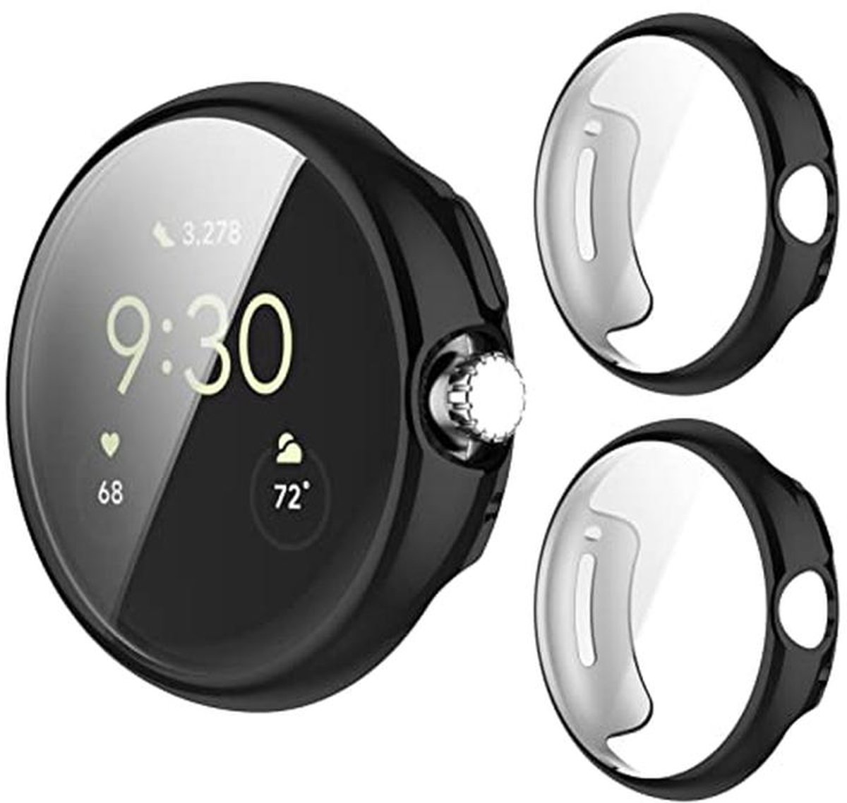 Hoesje compatibel met Google Pixel Watch 1/2/3 41 mm - Zachte TPU, Schokbestendig, Zwart